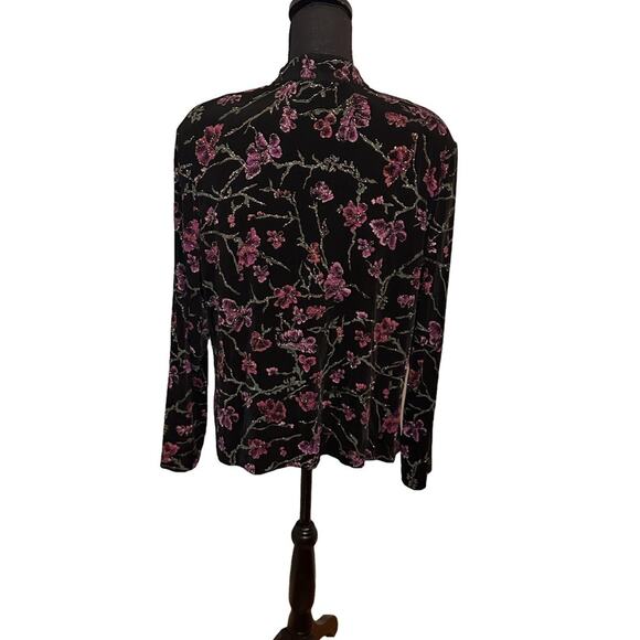 Xscape Black Floral Glitter Open Jacket Women’s Evening Blazer - Picture 3 of 7